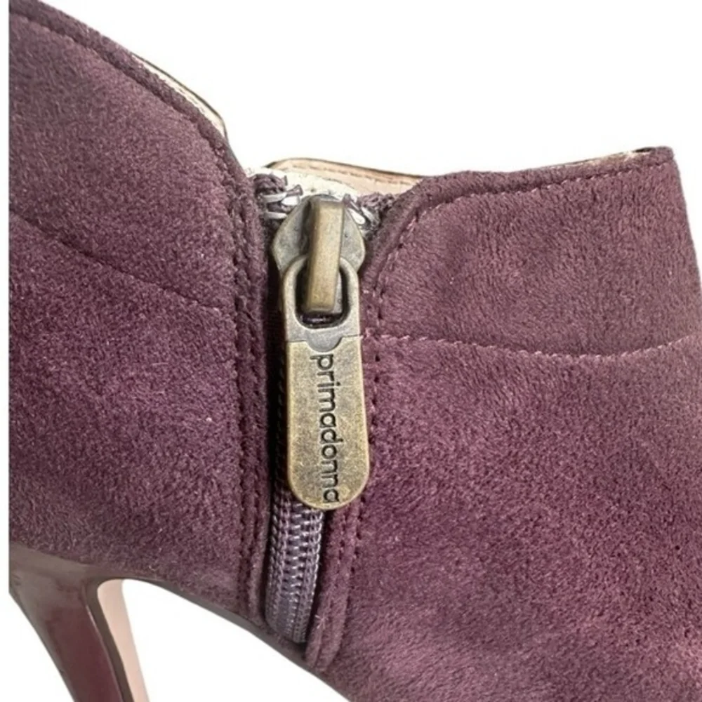 PRIMADONNA Burgundy Faux Suede Leather High Heel Ankle Booties Women’s Size 36